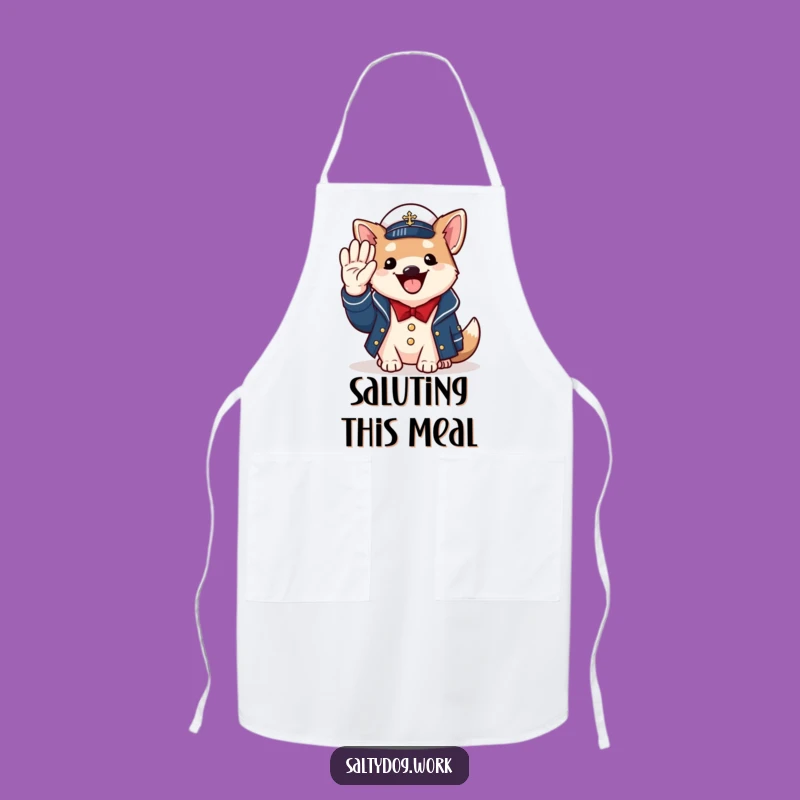 Funny Naval Dog Apron: Serve Up Smiles with a Saluting Pup