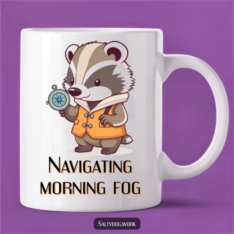 Funny Badger Nautical Mug: Determined Explorer Gift