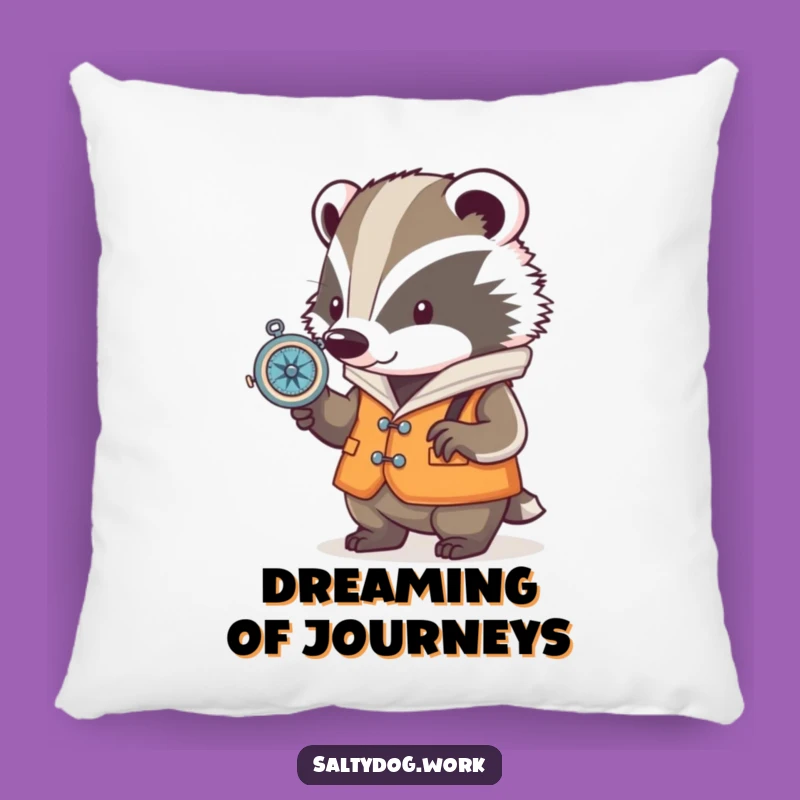 Funny Badger Nautical Pillow: Cozy Adventure Comfort Gift