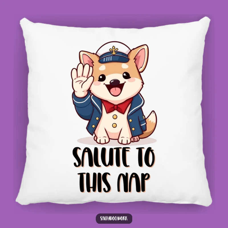 Funny Naval Dog Pillow: Cozy Comfort with a Saluting Pup