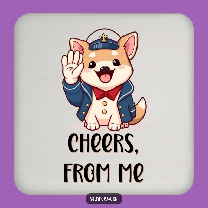 Funny Naval Dog Coaster: Protect Surfaces with a Saluting Pup