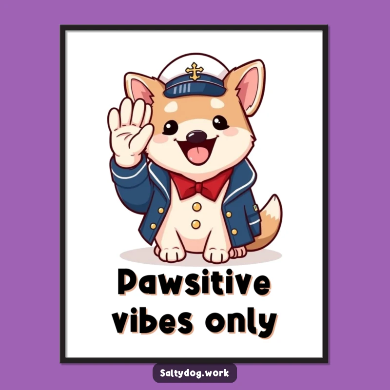 Funny Naval Dog Poster: Cheerful Saluting Pup Art for Your Wall