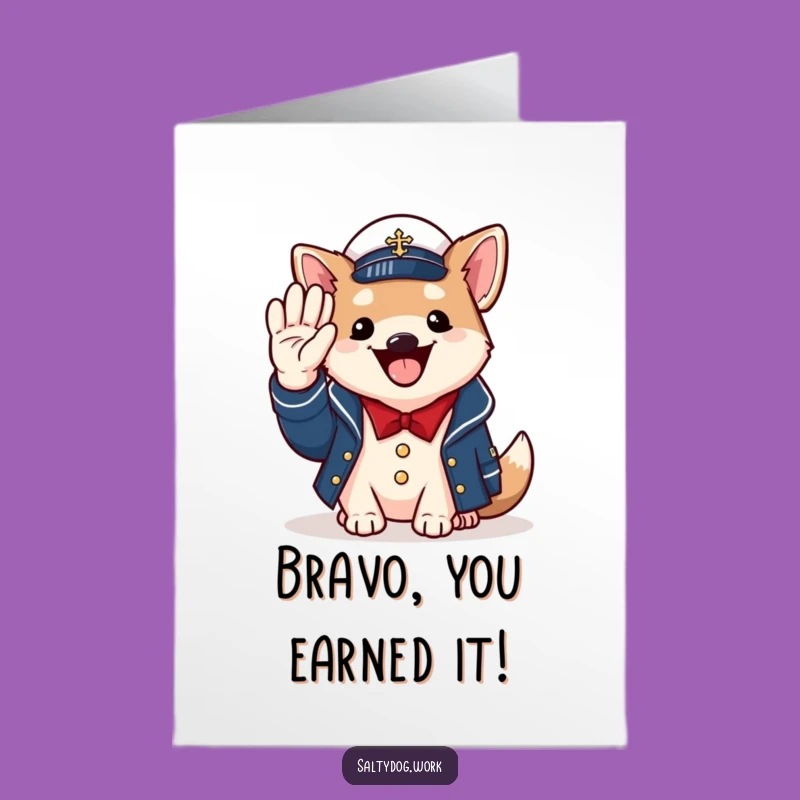 Free Printable Congrats Card: Cheerful Dog Sailor Naval Honor Downloadable