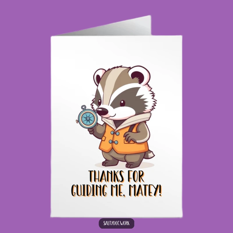 Free Printable Thank You Card: Badger Nautical Journey Funny Downloadable Gift