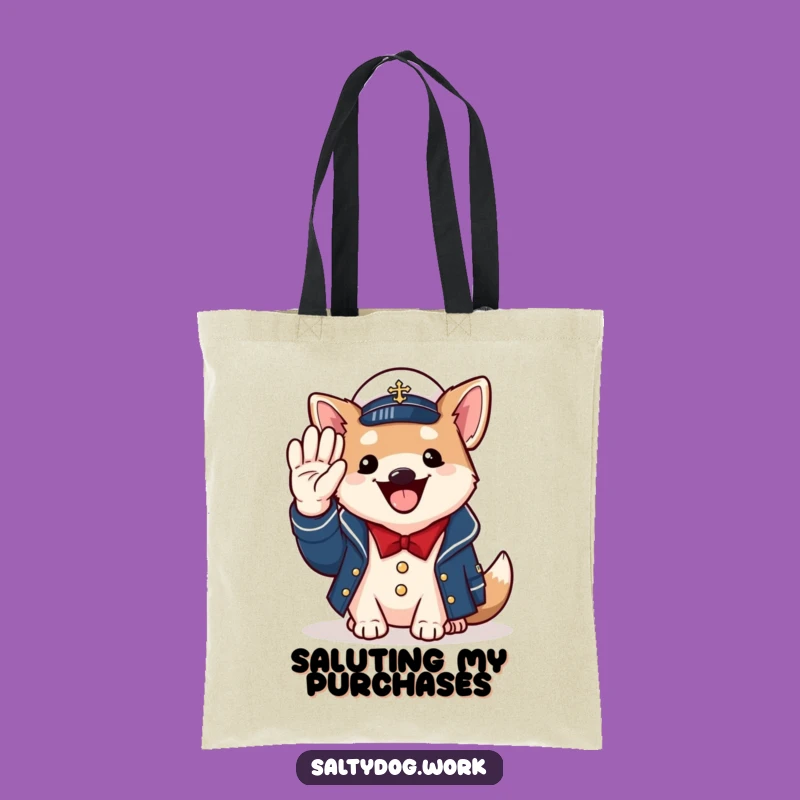 Funny Naval Dog Tote Bag: Carry Your Pride with a Saluting Pup